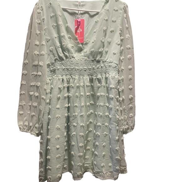 NWT Fashion Mint Green V Neck a line mini dress XL - Picture 2 of 4
